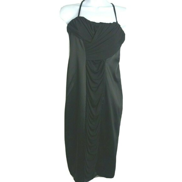 Minimalist Chic Evening Black Dress Bodycon Size 12 Holiday Cocktails Night Out - Picture 1 of 7